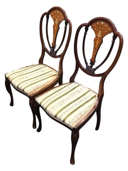 Pair of Edwardian Mahogany Salon Chairs