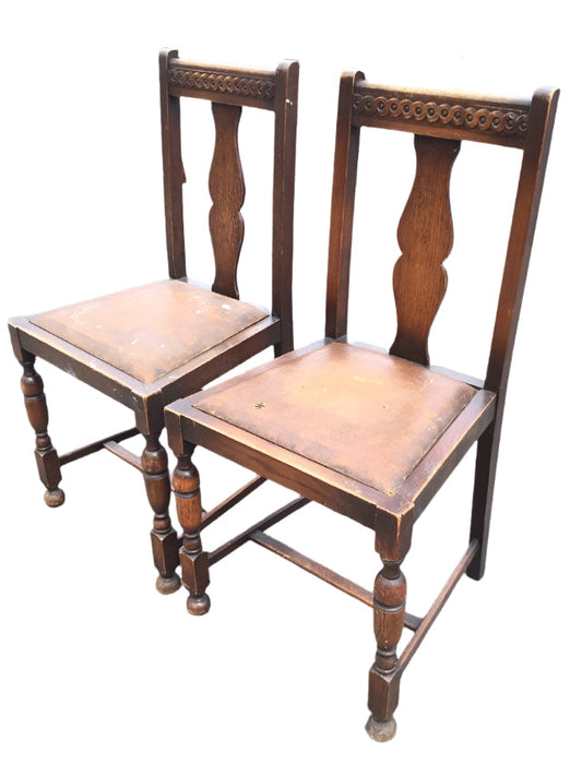 Pair of 30s Oak Chairs