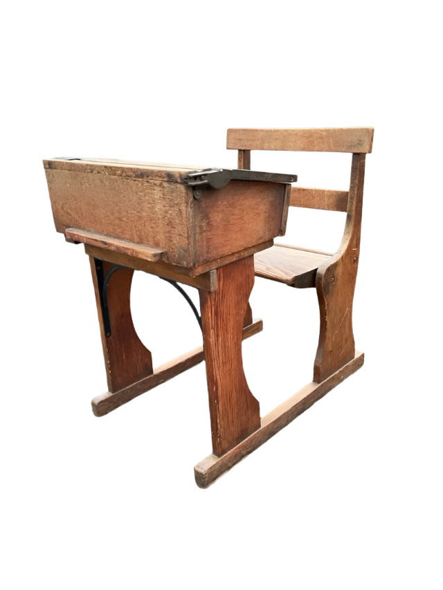 Antique Oak Child's School Desk