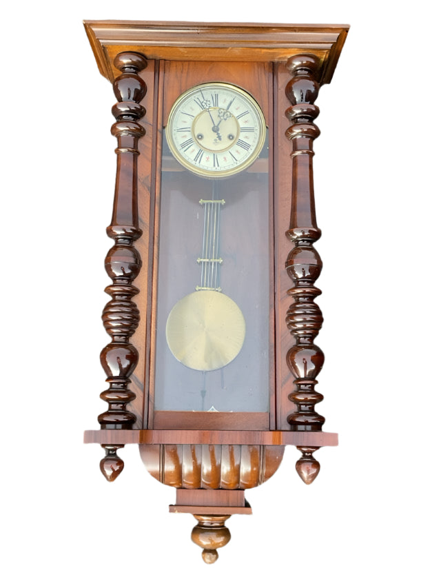 C19th Mahogany and Walnut Vienna Wall Clock by Gustav Becke