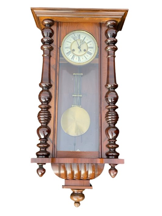 C19th Mahogany and Walnut Vienna Wall Clock by Gustav Becke