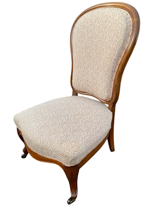 Victorian Upholstered Walnut Slipper Chair