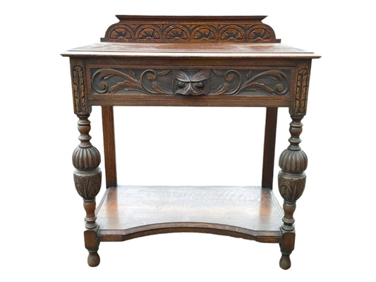 Ornate Victorian Carved Oak Side Table
