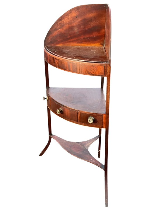 Georgian Mahogany Bowfronted Corner Washstand