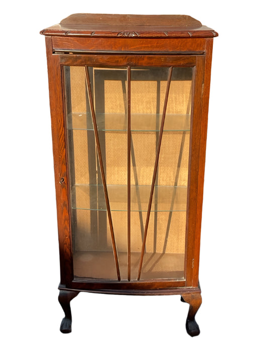 Oak Bowfronted Display Cabinet