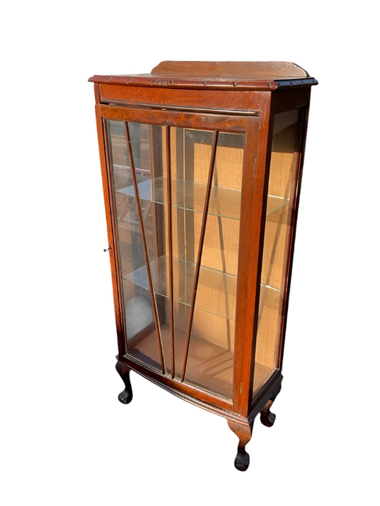 Oak Bowfronted Display Cabinet