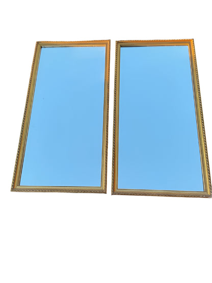 Pair modern gilt rectangular mirrors