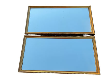 Pair modern gilt rectangular mirrors
