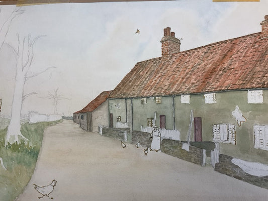 C20th Country Scene Watercolor