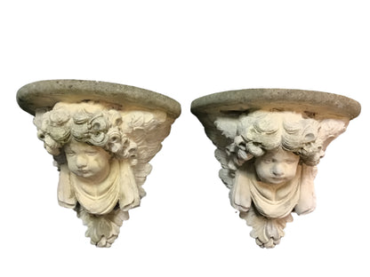 Stone Cherub Wall Brackets