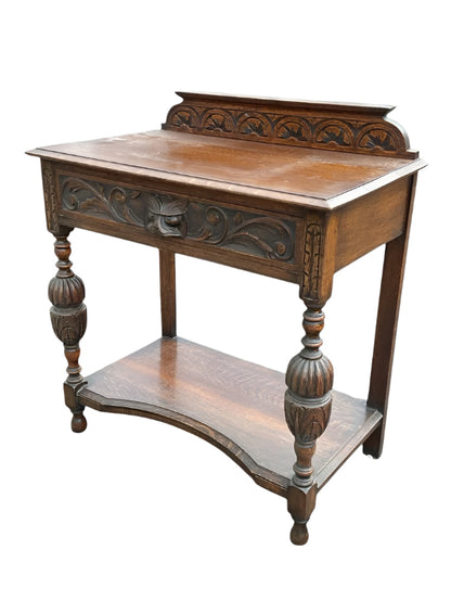 Ornate Victorian Carved Oak Side Table