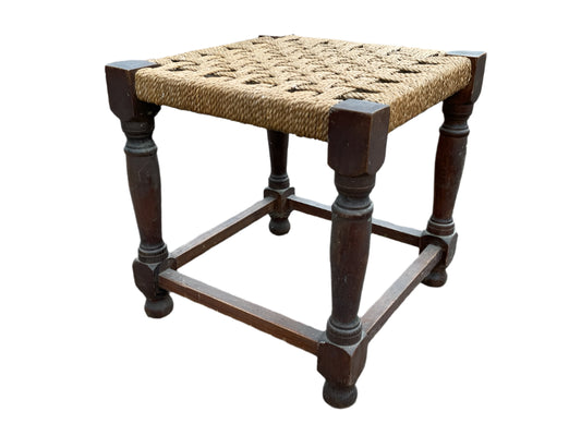 SOLD - Classic Square Oak Stool