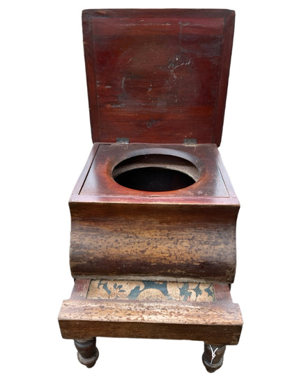 Antique Mahogany Commode Stool