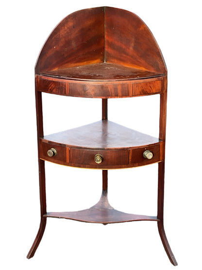 Georgian Mahogany Bowfronted Corner Washstand